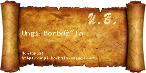 Ungi Borbála névjegykártya